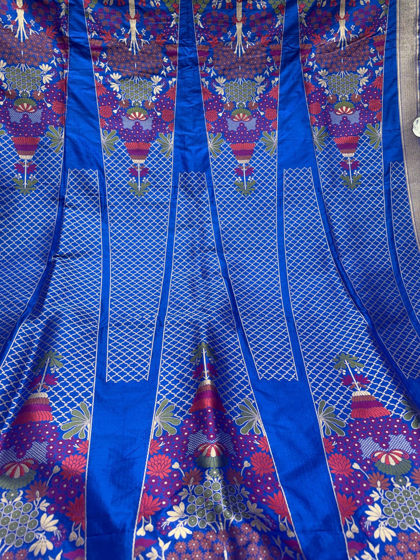 Handwoven Blue Katan Silk Unstitched Lehenga Kalis Set