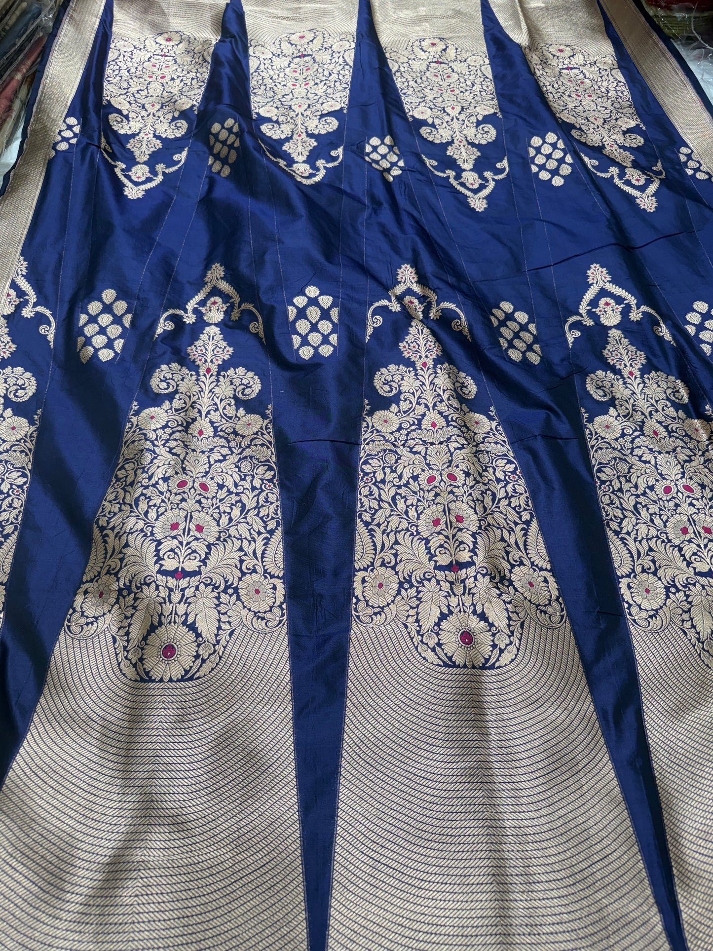 Handwoven Silk Navy Blue Meenakari Lehenga Set