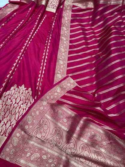 Handwoven Fuschia Pink Banarasi Lehenga Set
