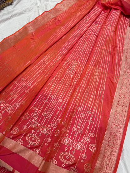 Handwoven Peach Katan Silk Lehenga Set