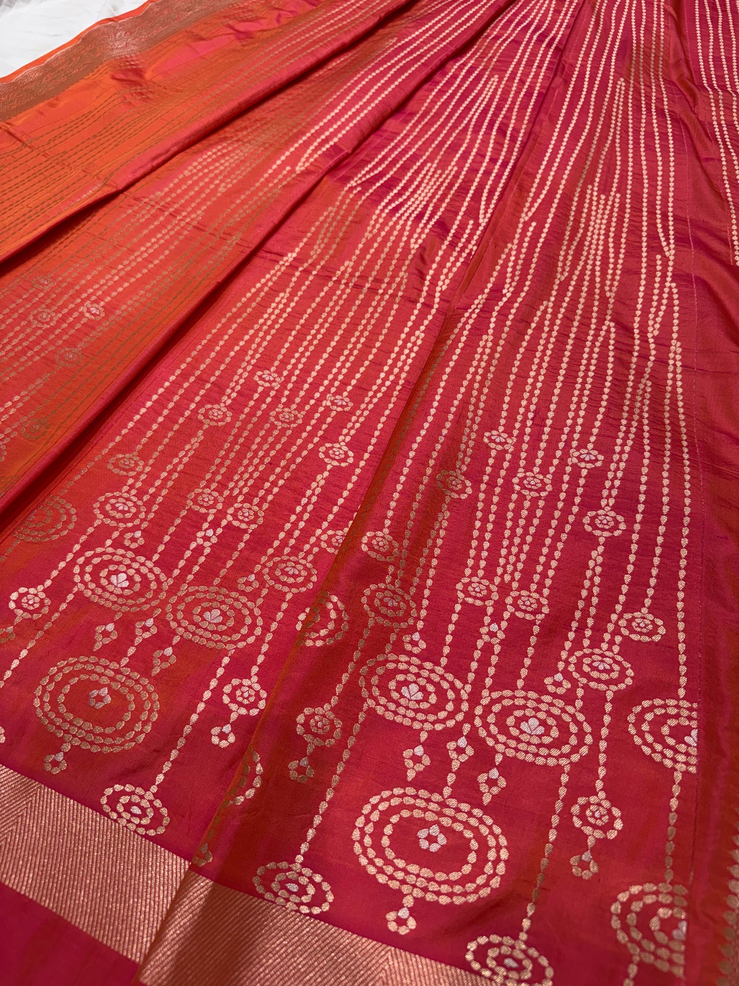 Handwoven Peach Katan Silk Lehenga Set