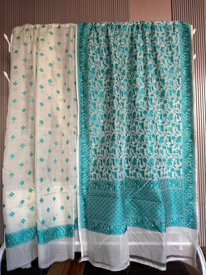 Handwoven Cotton Silk Shikargah Resham Work Suit Set