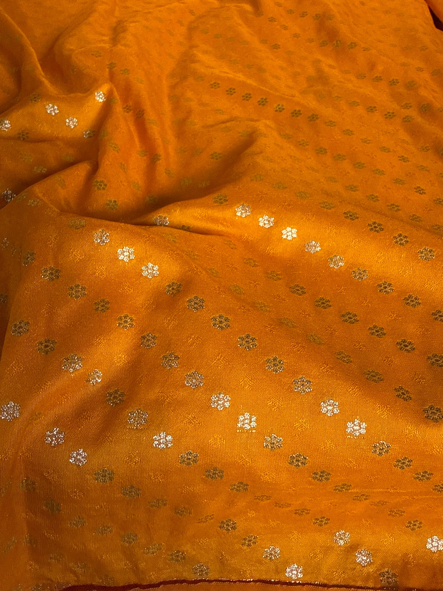 Handwoven Mustard Silk Tanchoi Fabric Thaan