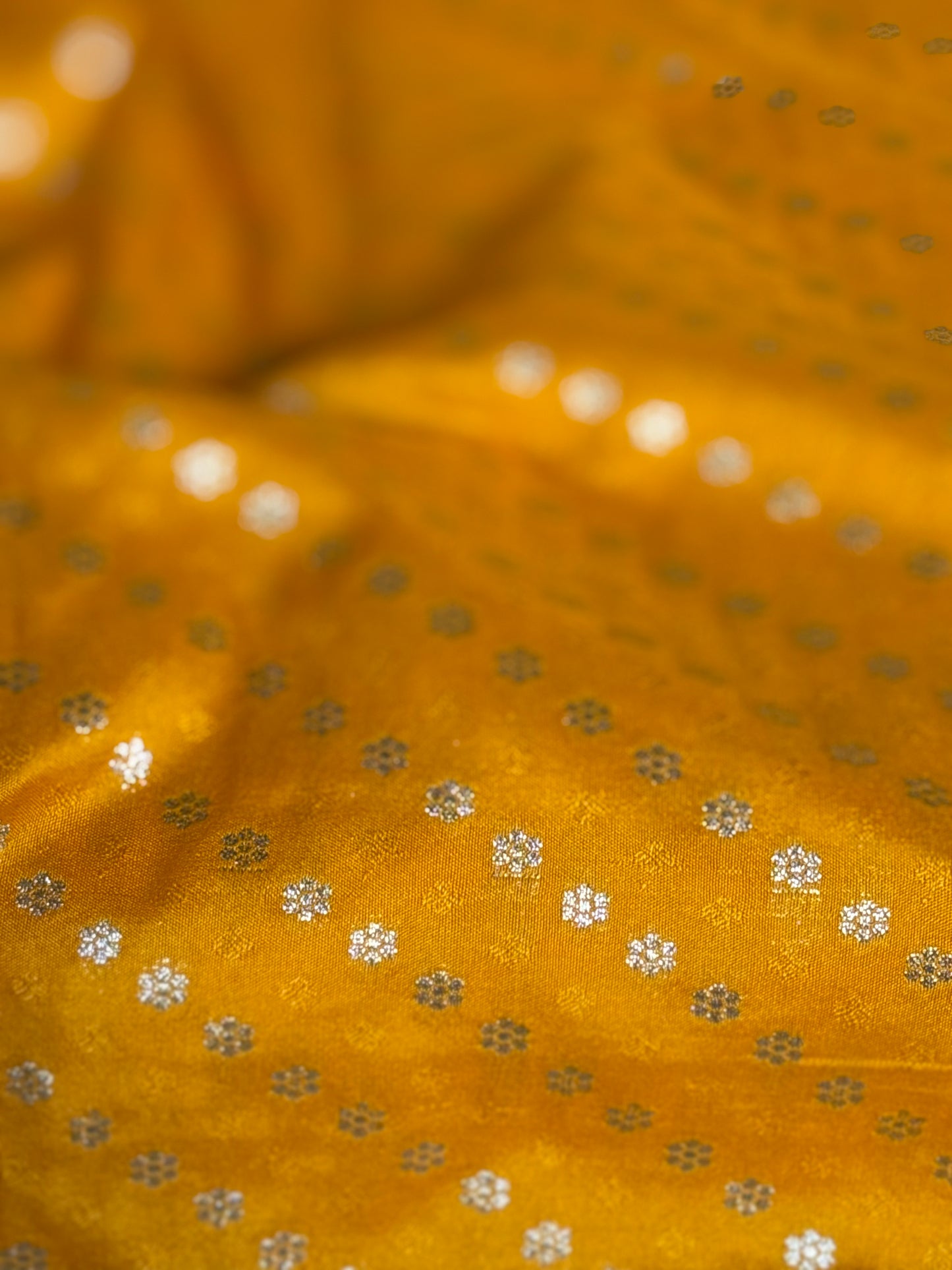 Handwoven Mustard Silk Tanchoi Fabric Thaan