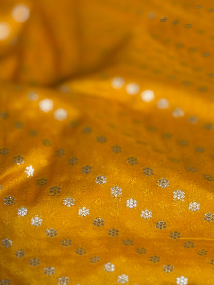 Handwoven Mustard Silk Tanchoi Fabric Thaan