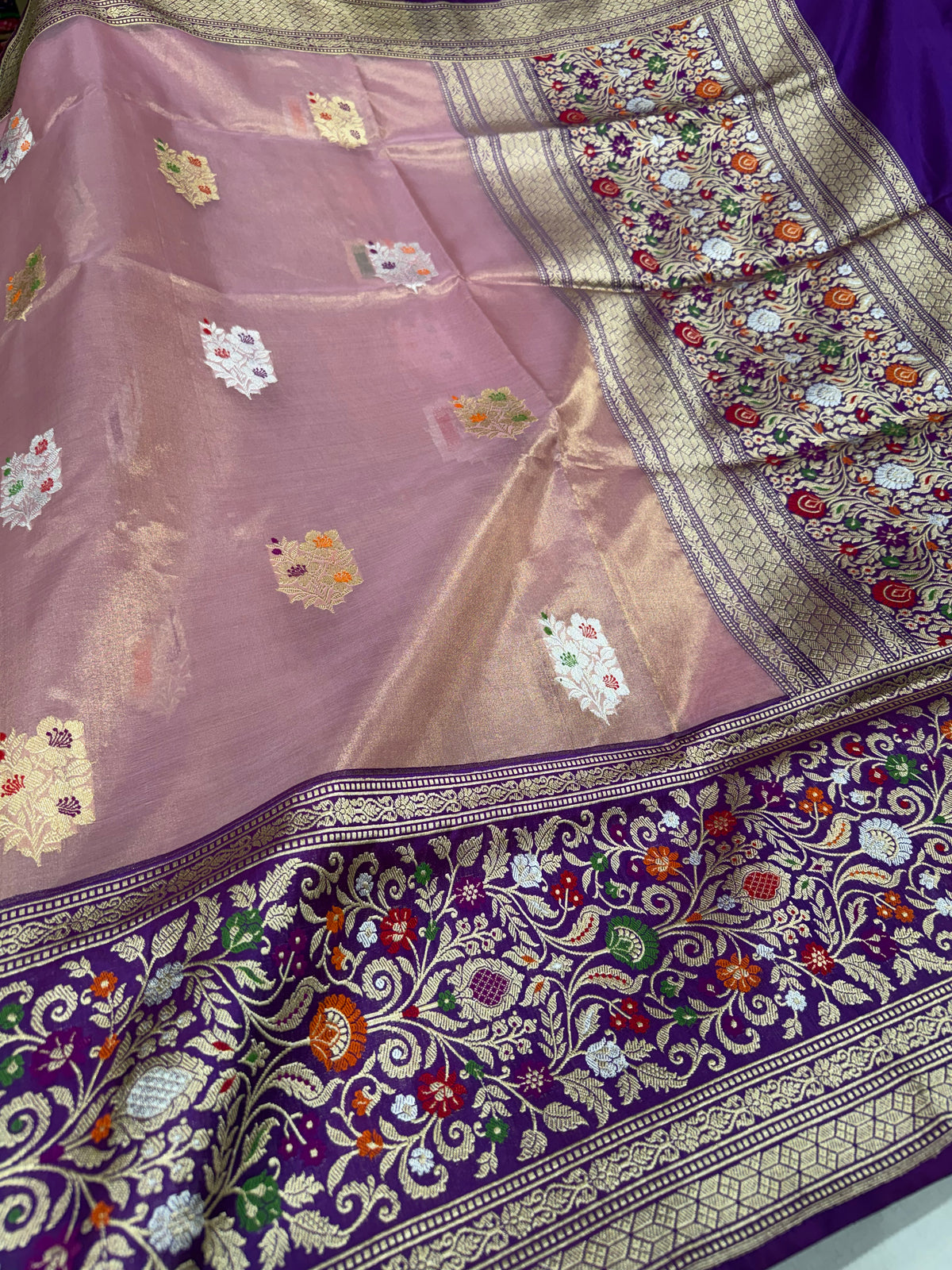 Handloom tissue kadiyal purple saree