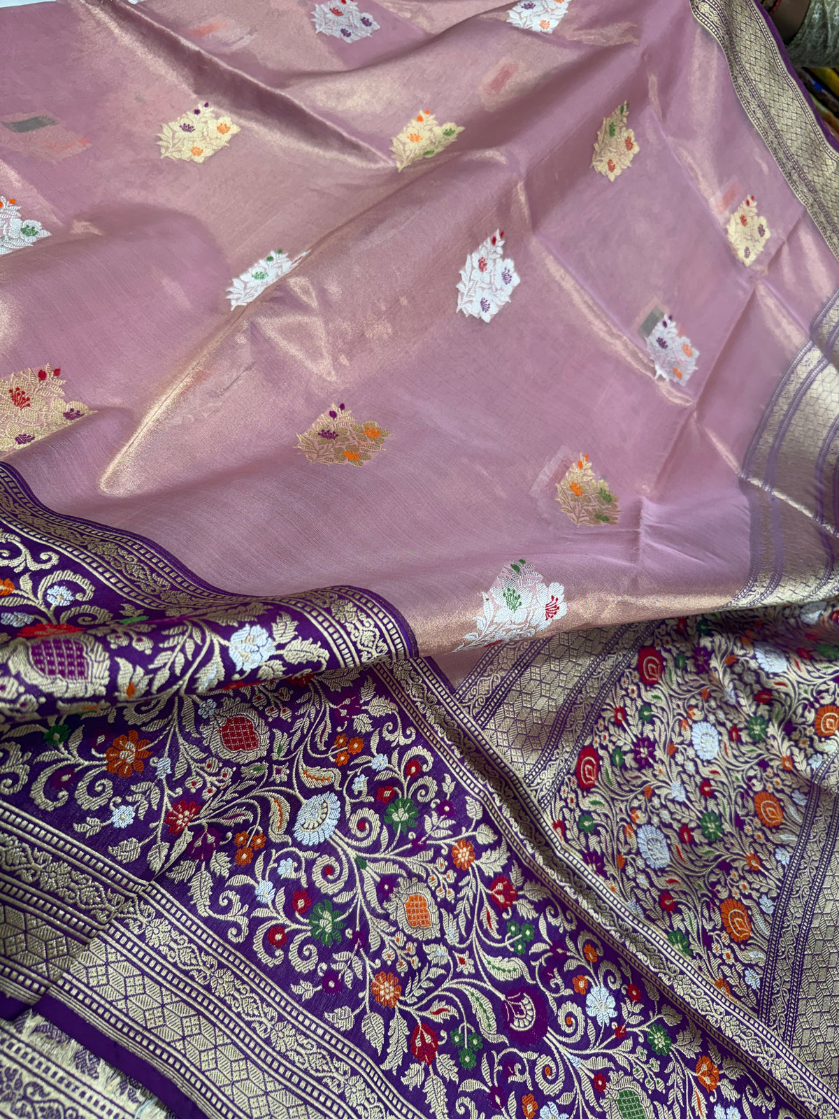 Handloom tissue kadiyal purple saree