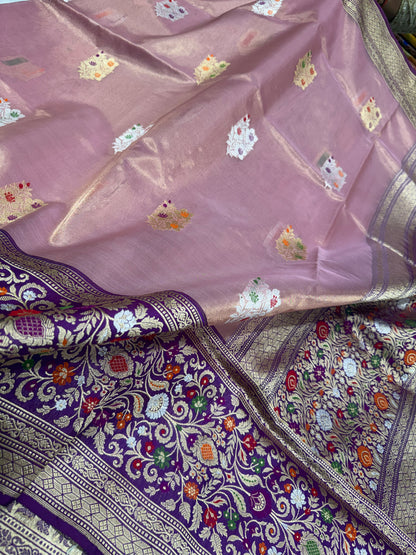 Handloom tissue kadiyal purple saree