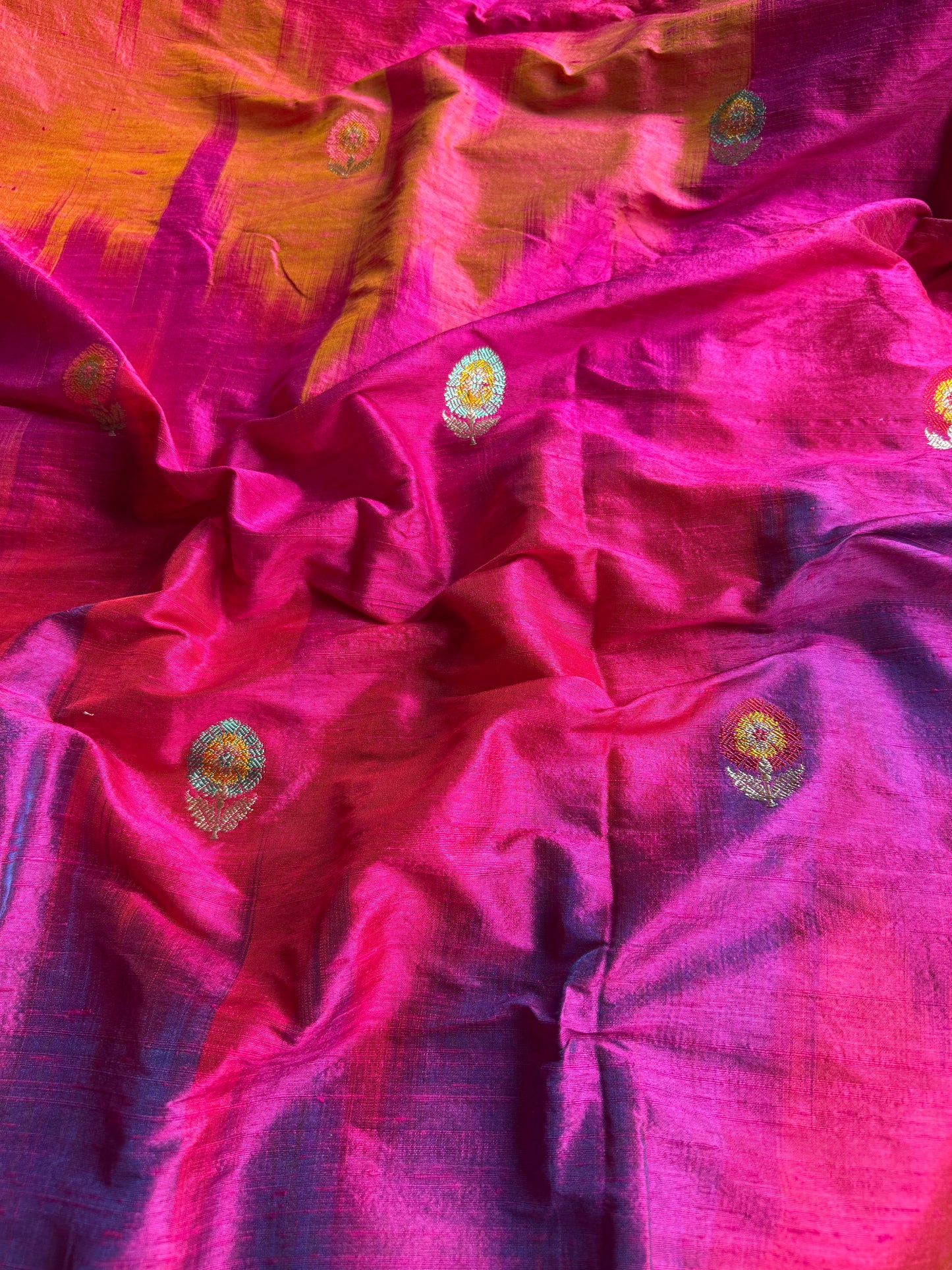 Handwoven Raw Silk Pastel Rangkat Fabric Thaan