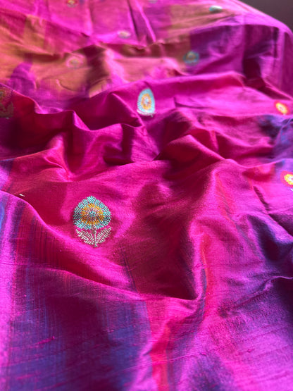 Handwoven Raw Silk Pastel Rangkat Fabric Thaan