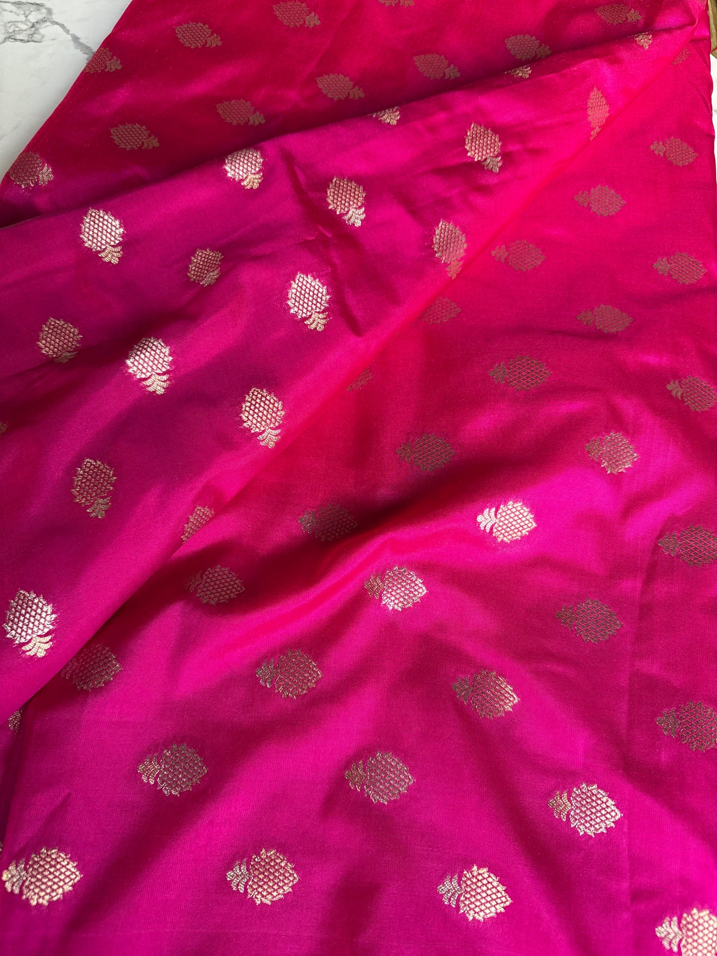 Handwoven Pink Satin Silk Pineapple Motifs Thaan