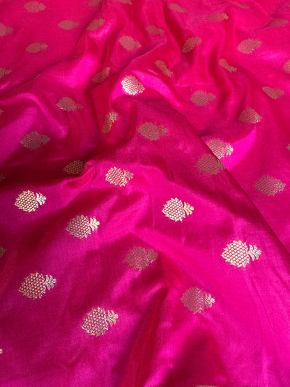 Handwoven Pink Satin Silk Pineapple Motifs Thaan