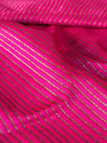 Handwoven Pink Silk Stripe Fabric Thaan