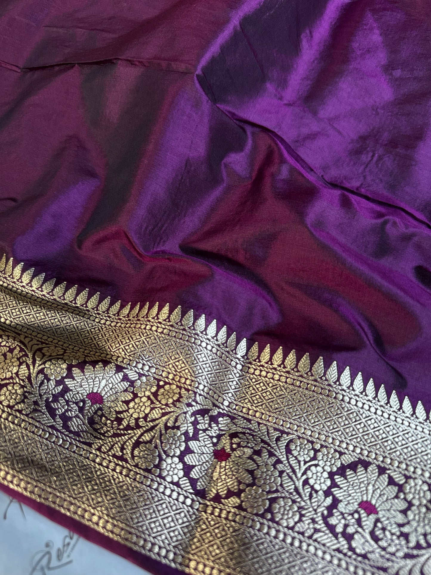 Handwoven Purple Shikargh Meenkari Saree