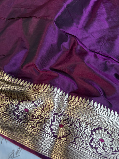 Handwoven Purple Shikargh Meenkari Saree