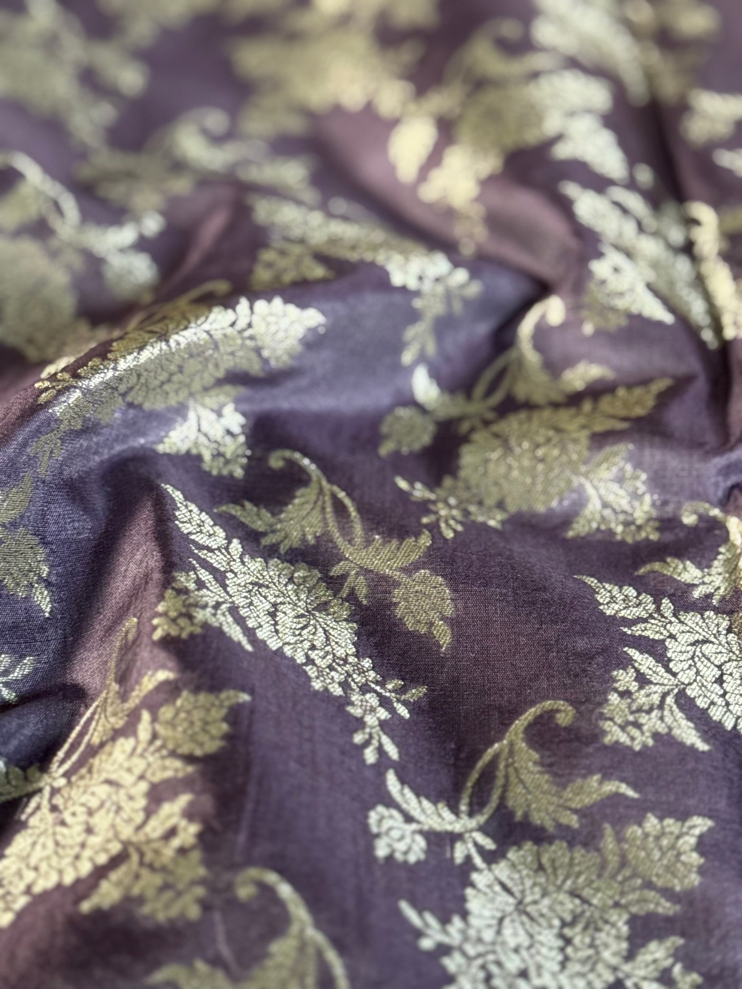 Handwoven Lavender Silk Jaal Fabric Thaan