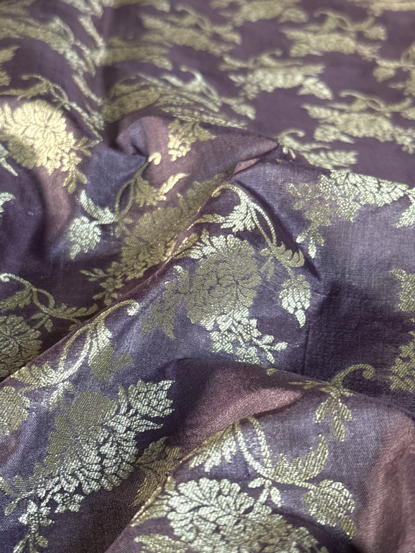 Handwoven Lavender Silk Jaal Fabric Thaan