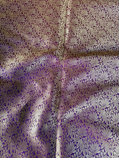 Handwoven Purple Silk Brocade Fabric Thaan