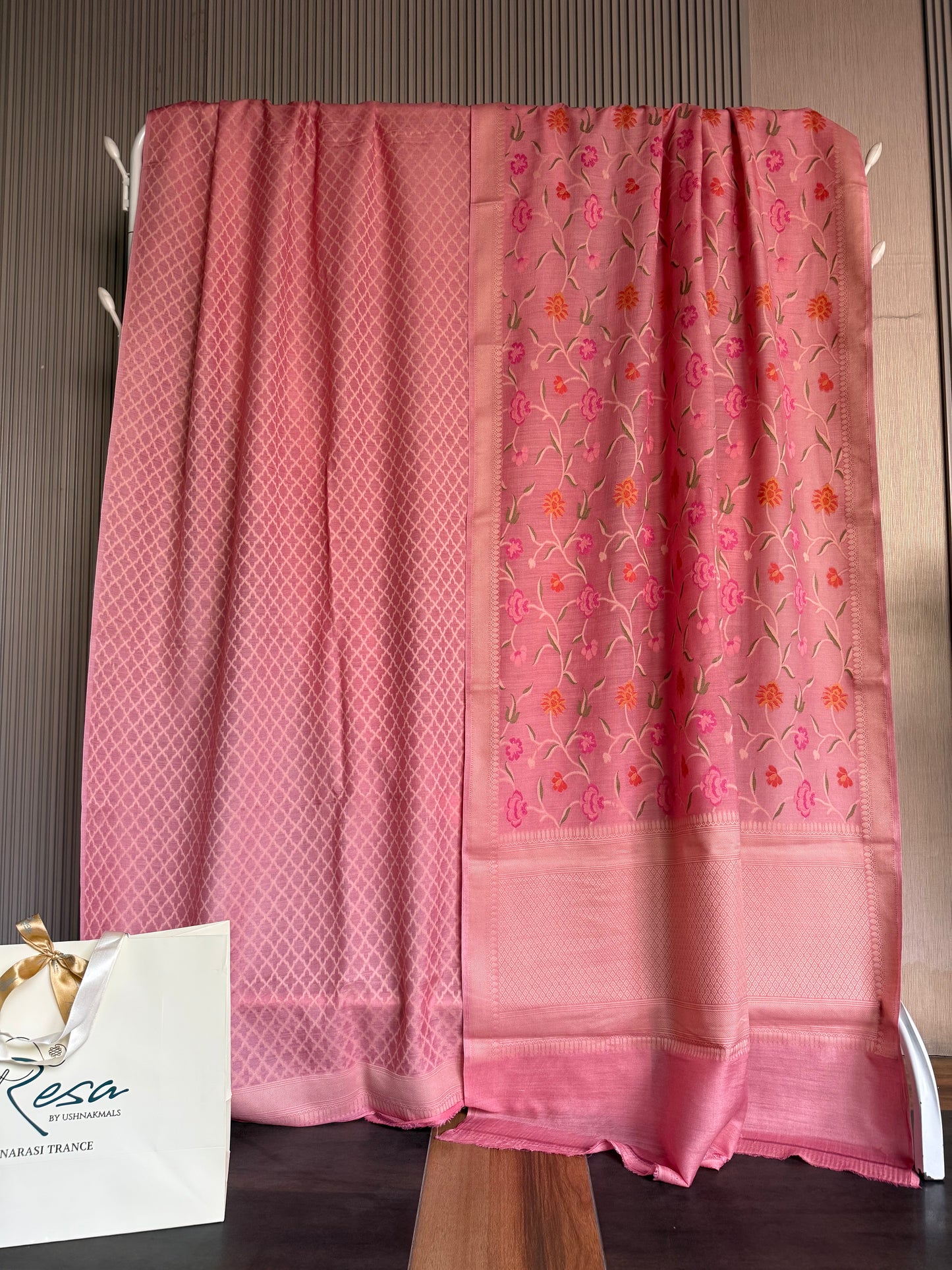 Handwoven Monga Silk Resham Work Unstitched Suit Set