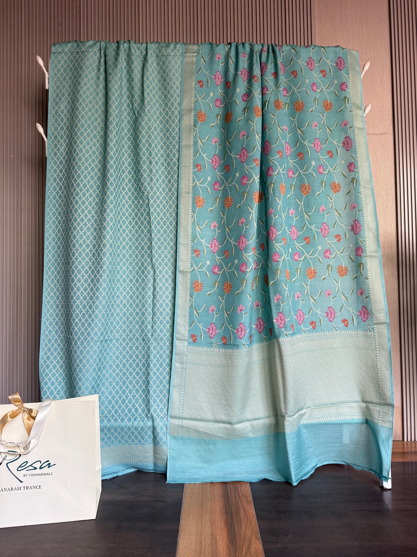 Handwoven Monga Silk Resham Work Unstitched Suit Set