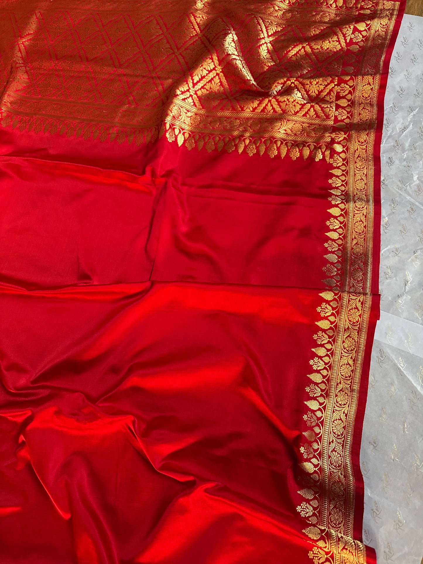 Handwoven Satin Silk Red Banarasi Saree