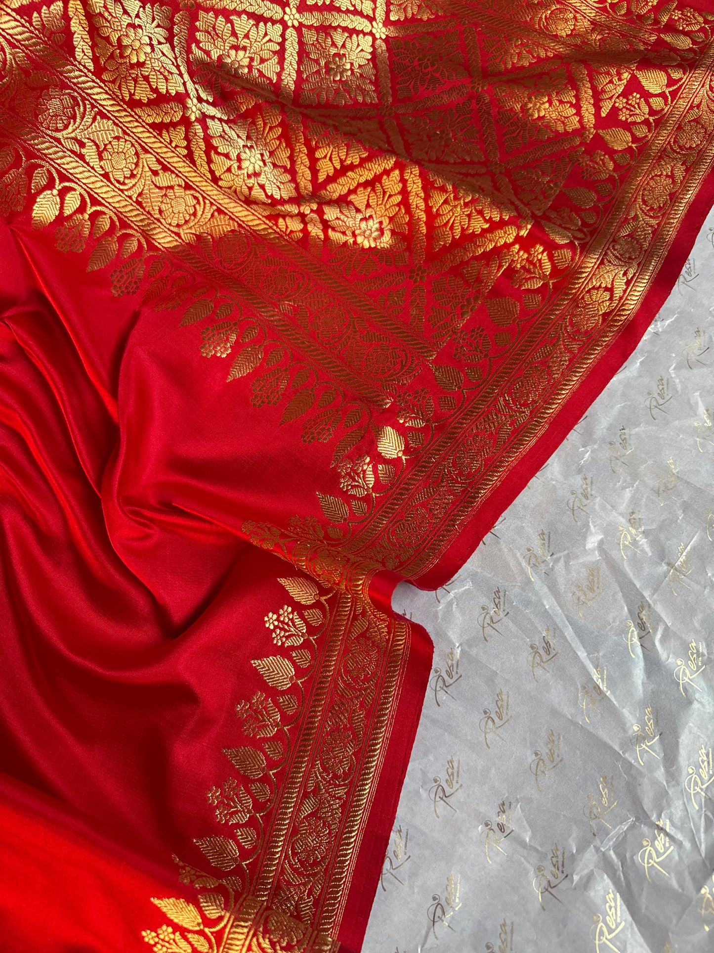 Handwoven Satin Silk Red Banarasi Saree