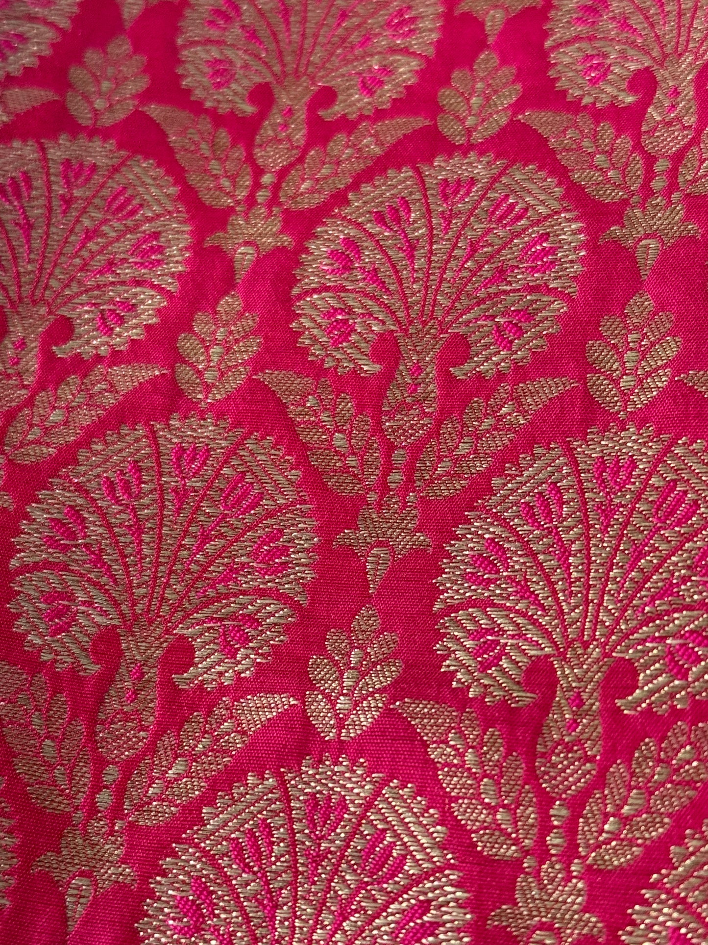 Handwoven Pink Silk Brocade Fabric Thaan