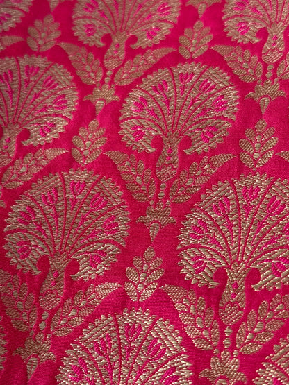 Handwoven Pink Silk Brocade Fabric Thaan