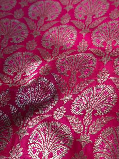 Handwoven Pink Silk Brocade Fabric Thaan