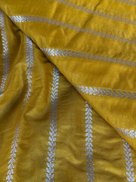Yellow Silk Stripe Fabric Thaan