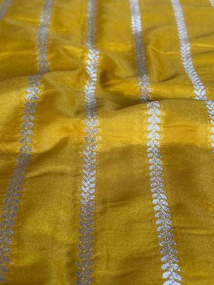 Yellow Silk Stripe Fabric Thaan