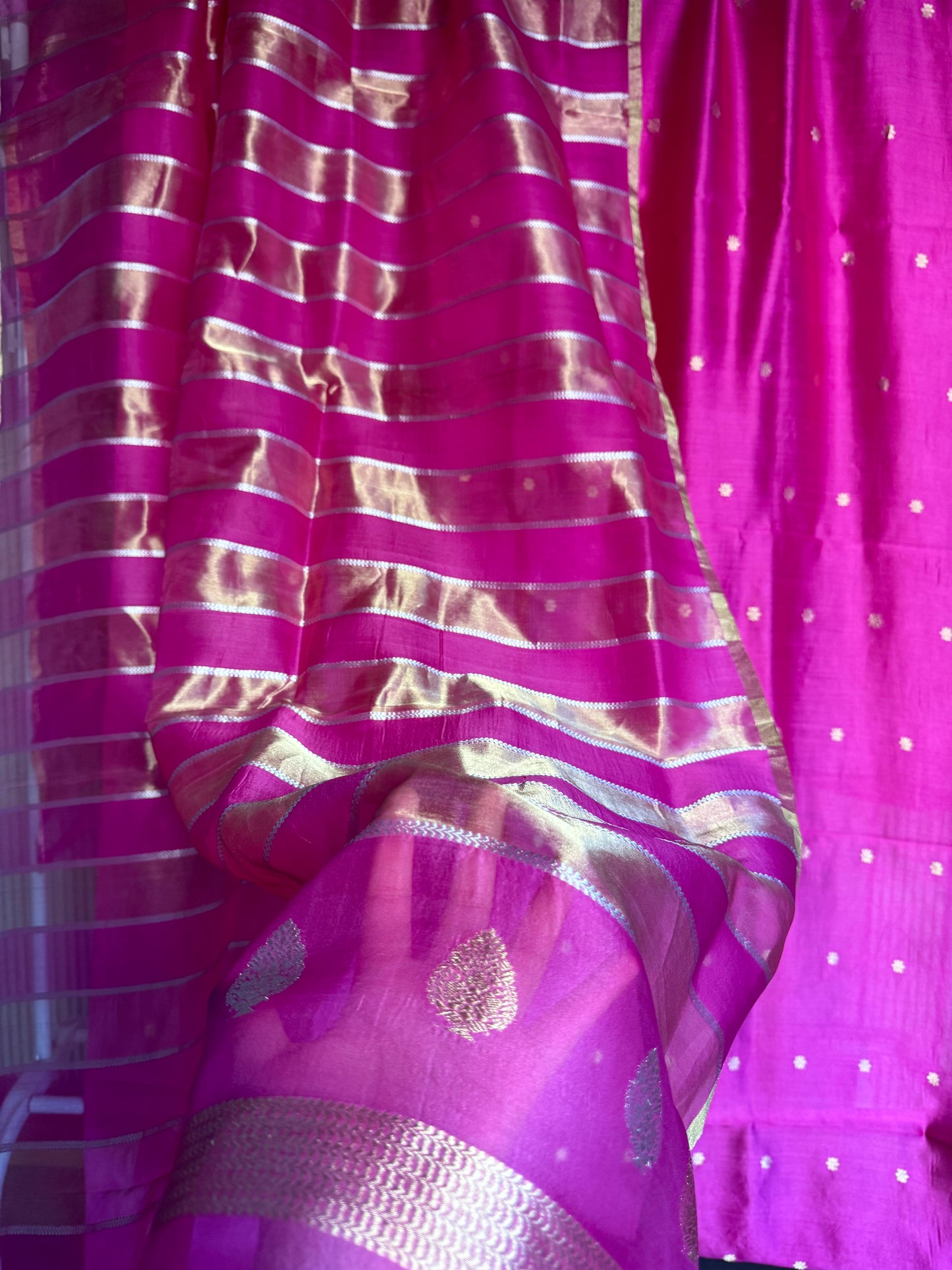 Handwoven Silk and Tissue Unstitched Pink Suit Set