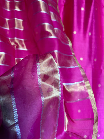 Handwoven Silk and Tissue Unstitched Pink Suit Set