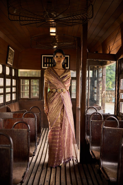 Handwoven Shades Of  Purple Tissue Silk Saree