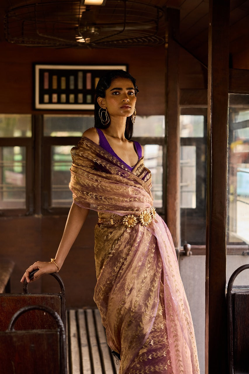 Handwoven Shades Of  Purple Tissue Silk Saree