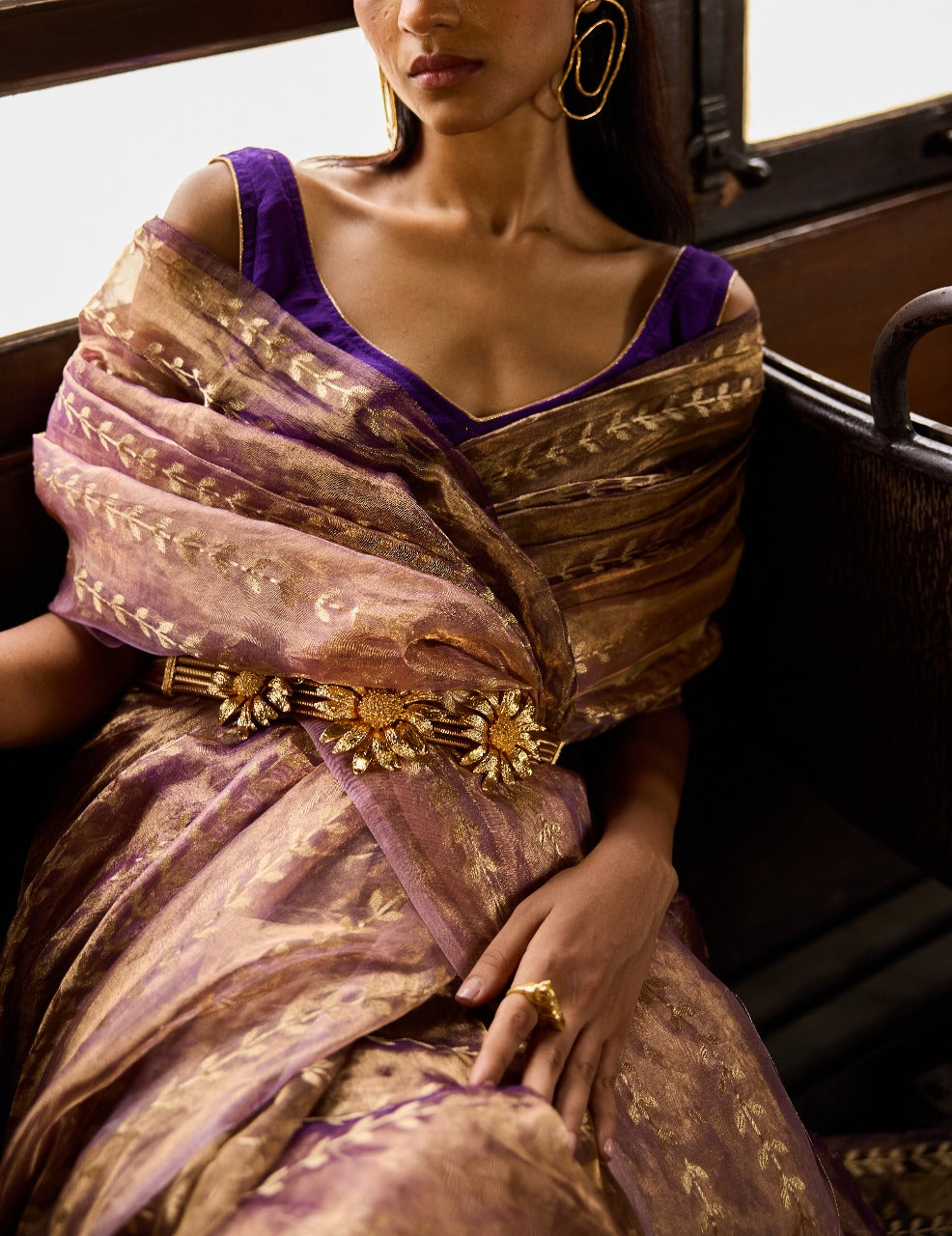 Handwoven Shades Of  Purple Tissue Silk Saree