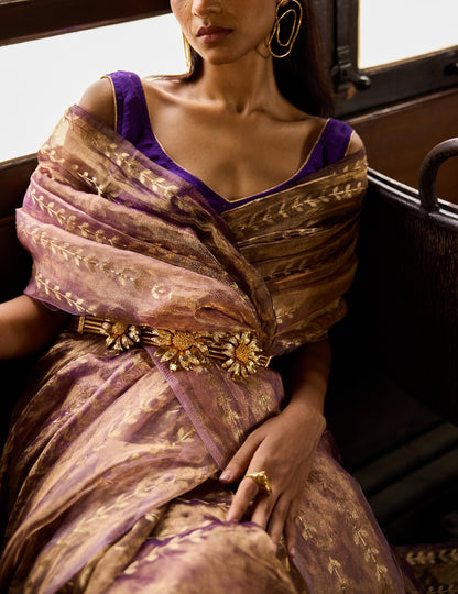 Handwoven Shades Of  Purple Tissue Silk Saree