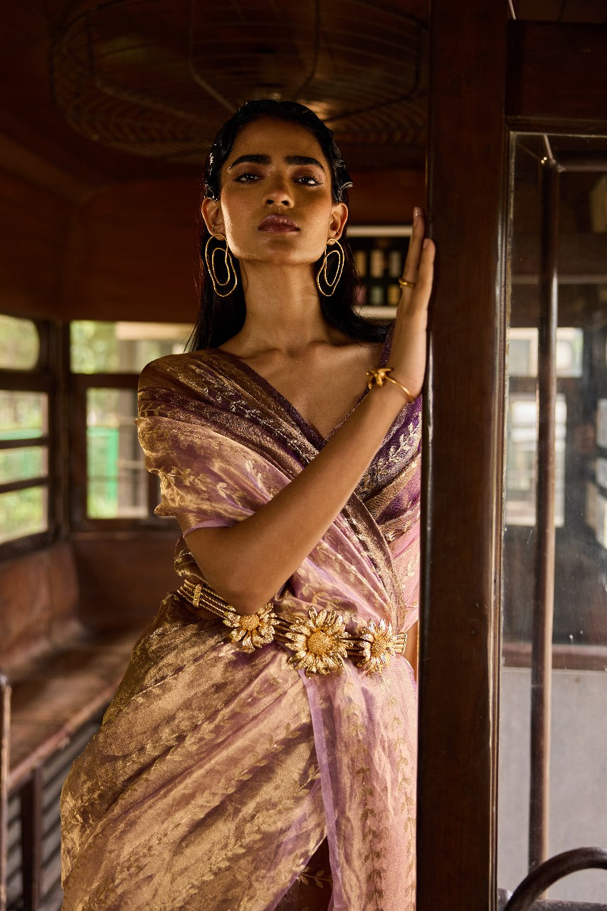 Handwoven Shades Of  Purple Tissue Silk Saree