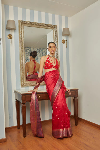 Handwoven Soft Silk Saree With Jamawar Border & Pallu