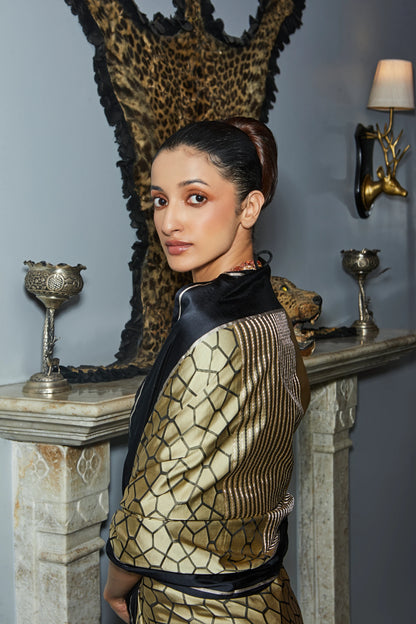 Handwoven Black Mushroo Silk Zari Less Tanchoi Banarasi Saree