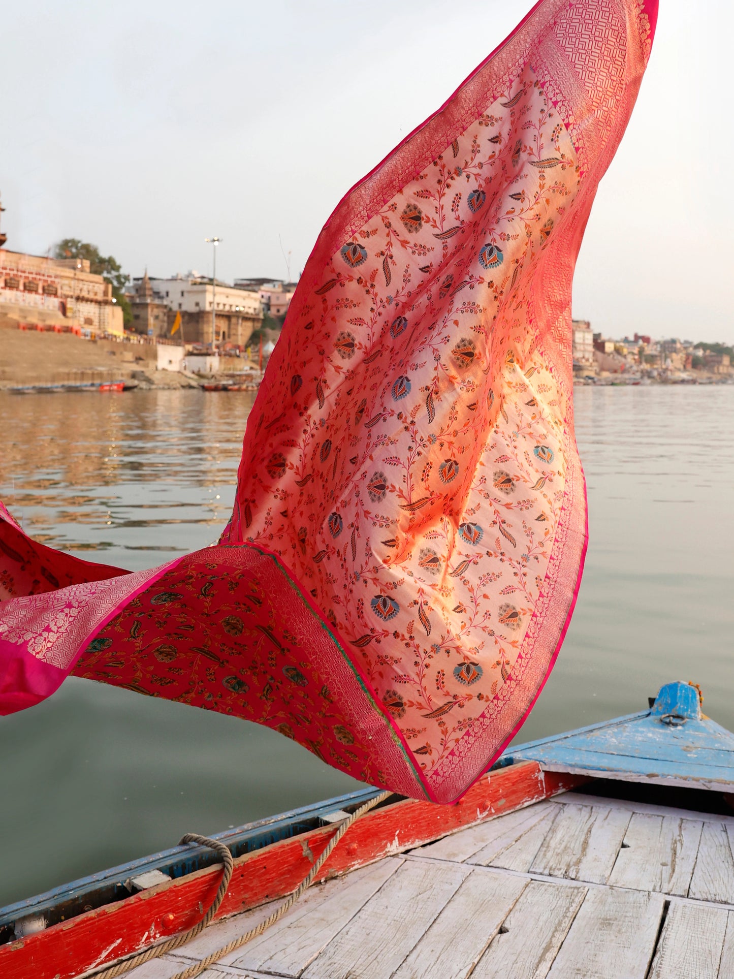 Handwoven Katan Silk Brocade Khimkhab Jaal Meenakari Rose Pink Dupatta