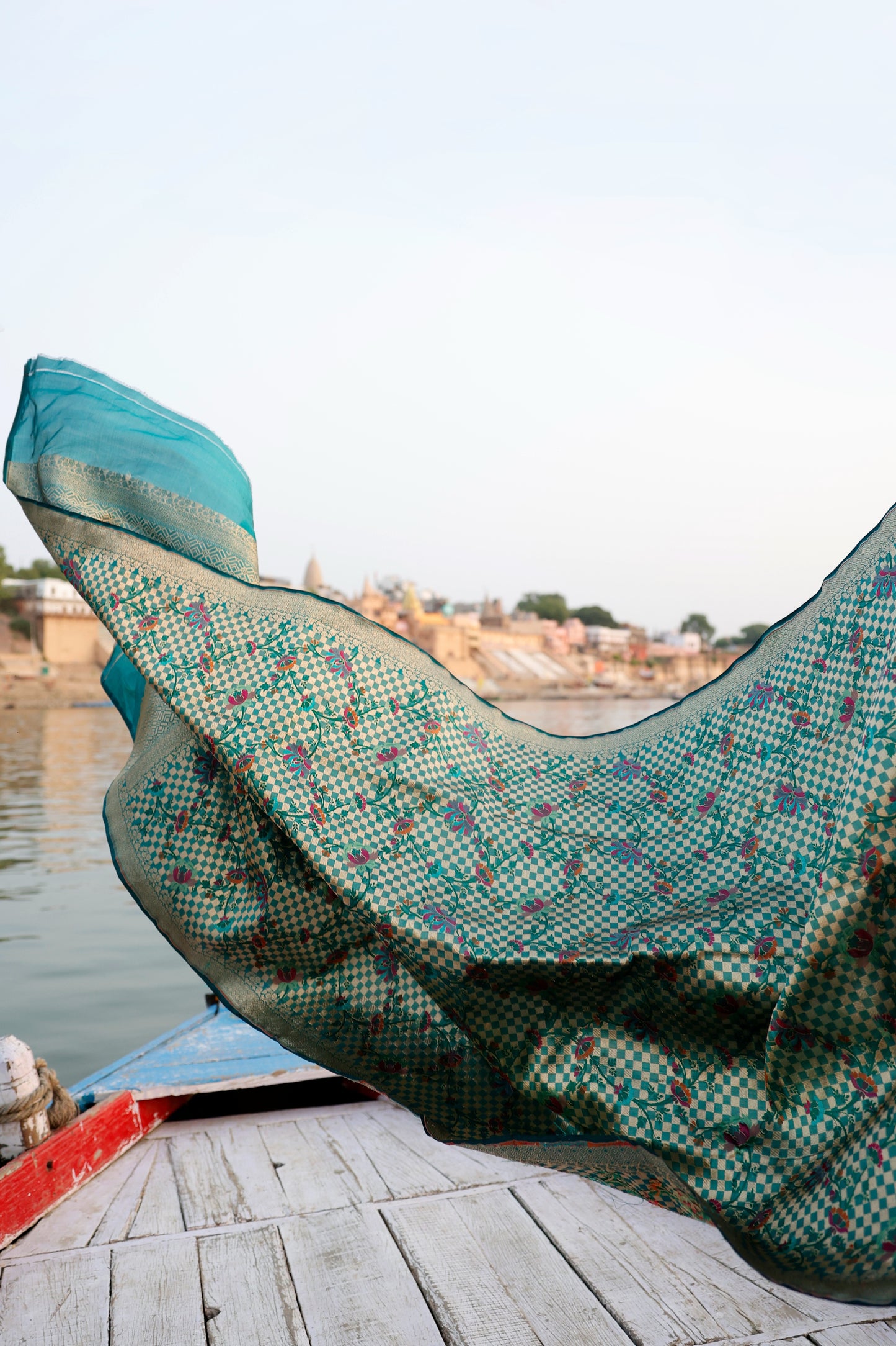 Handwoven Katan Silk Brocade Khimkhab Jaal Meenakari Green Dupatta