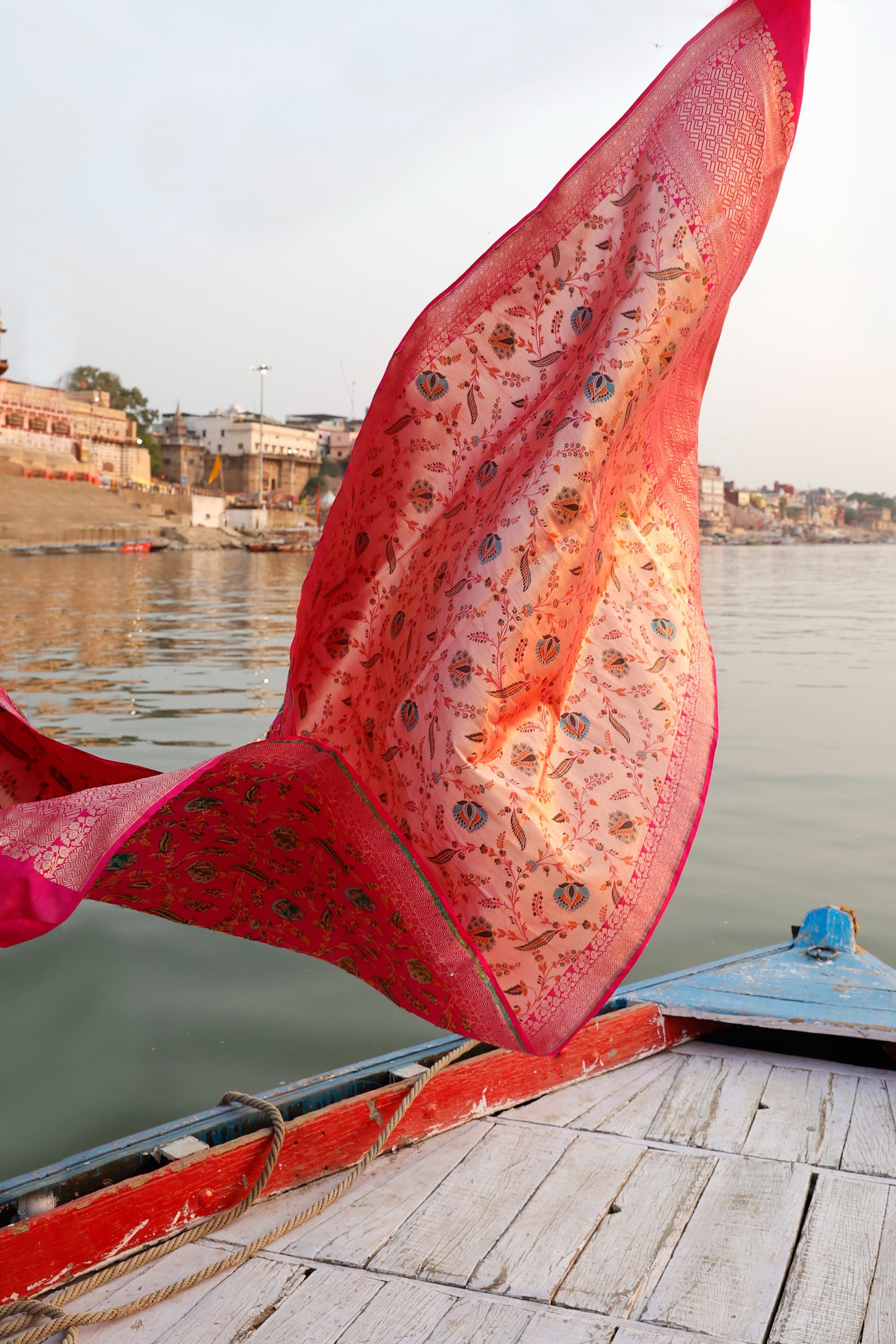 Handwoven Katan Silk Brocade Khimkhab Jaal Meenakari Rose Pink Dupatta