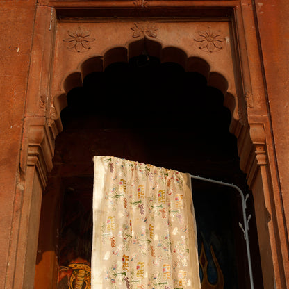 Handwoven Monga Silk Hand-Painted Shikargah Dupatta