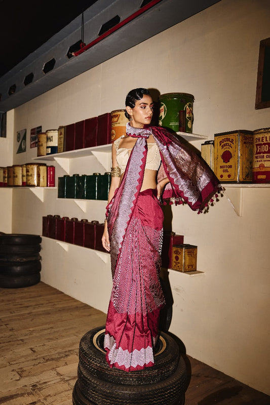 Handwoven Satin Silk Contemporary Saree