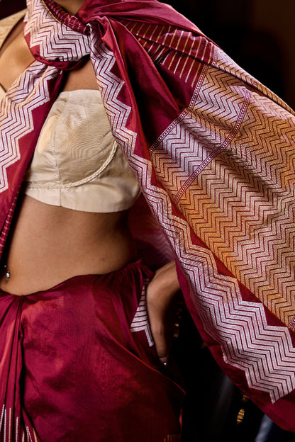 Handwoven Satin Silk Contemporary Saree