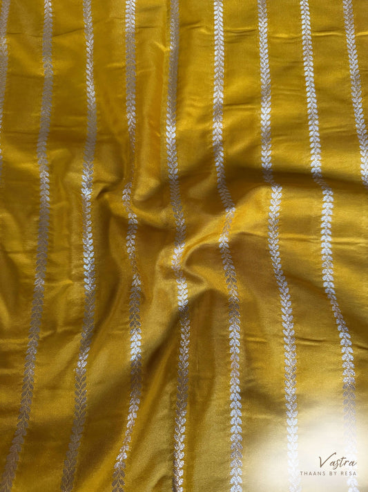 Yellow Silk Stripe Fabric Thaan