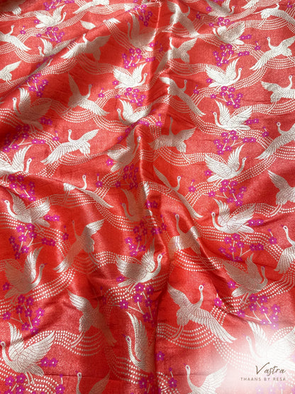 Handwoven Crimson Bird Silk Fabric Thaan