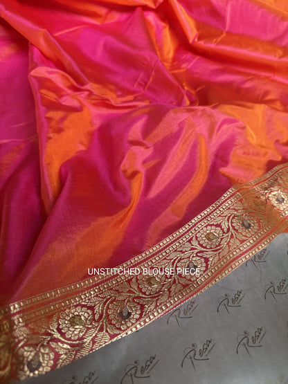 Handwoven Chevron Brocade Meenakari Banarasi Saree