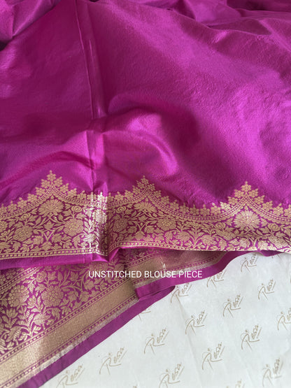 Handwoven Katan Silk Magenta Jaal Saree